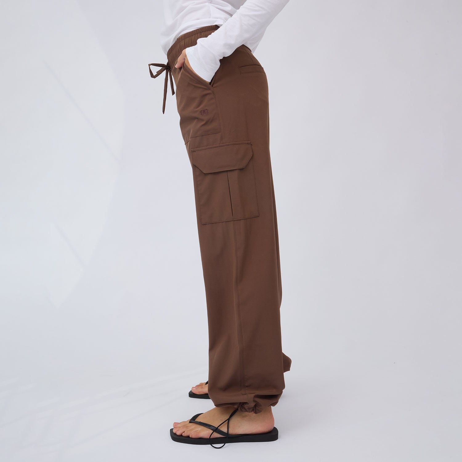 Drawcord Cargo Pants, Coffee - Albion Fit