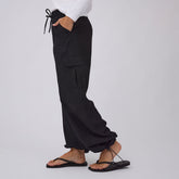 Drawcord Cargo Pants, Black