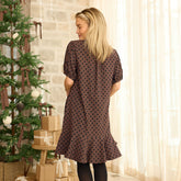 Clara Dress, Black/Brown Polka Dot