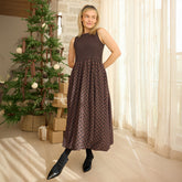 Vienna Bubble Dress, Black/Brown Polka Dot