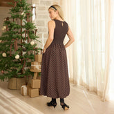 Vienna Bubble Dress, Black/Brown Polka Dot