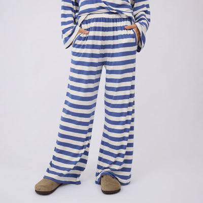 Slip On Jersey Trouser, Royal/White Stripe
