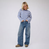 Bell Long Sleeve Tee, Royal/White Stripe