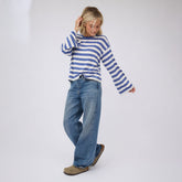 Bell Long Sleeve Tee, Royal/White Stripe
