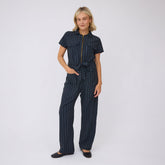 City Jumpsuit, Navy Pinstripe