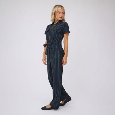 City Jumpsuit, Navy Pinstripe