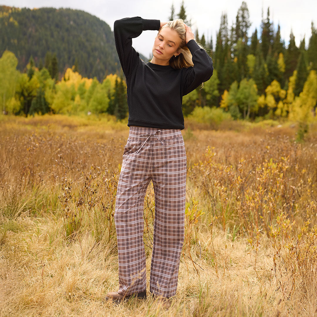 Audrey Trouser, Toffee Plaid - Albion Fit