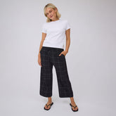 Audrey Mid Rise Wide Leg Pants, Black Windowpane