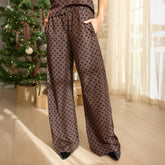 Slip On Trouser, Black/Brown Polka Dot