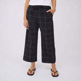 Audrey Mid Rise Wide Leg Pants, Black Windowpane