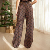 Slip On Trouser, Black/Brown Polka Dot