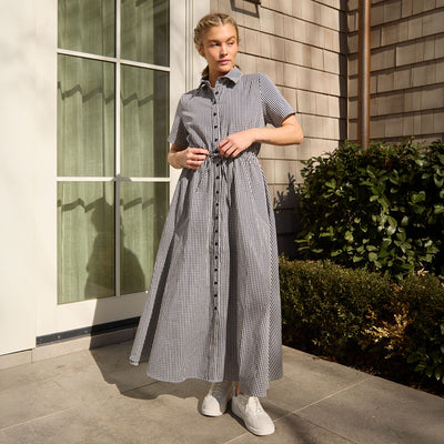 Emma Maxi Dress, Navy Gingham