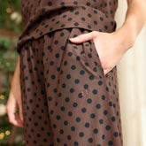Slip On Trouser, Black/Brown Polka Dot