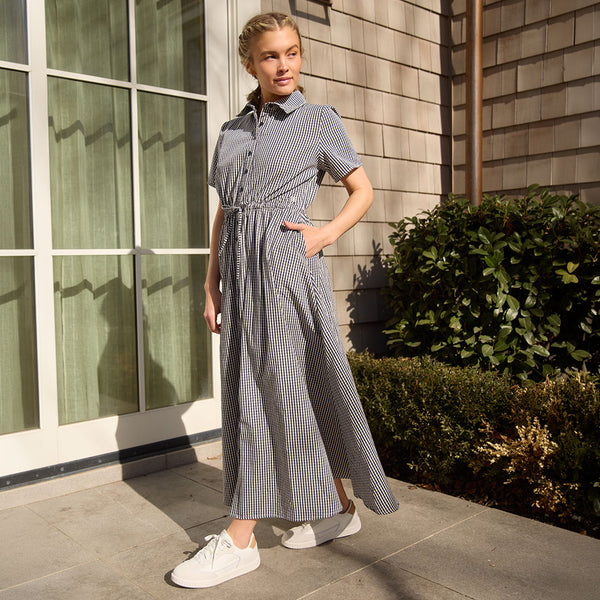 grey gingham dress Grey Gingham Smocked Dress M Grey by Lane 201