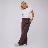 Slip On Trouser, Brown/Blue Polka Dot