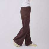 Slip On Trouser, Brown/Blue Polka Dot