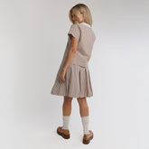 Pleated Skirt, Brown and White Stripe