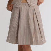 Pleated Skirt, Brown and White Stripe