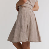 Pleated Skirt, Brown and White Stripe