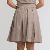 Pleated Skirt, Brown and White Stripe