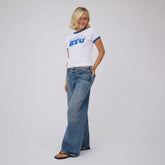 BYU Ringer Tee, White/Royal