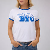BYU Ringer Tee, White/Royal