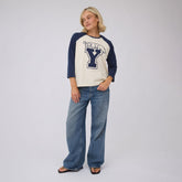 BYU Baseball Tee, Sugar/Navy