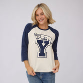 BYU Baseball Tee, Sugar/Navy