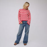 Bell Long Sleeve Tee, Red Stripe