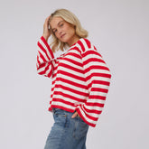 Bell Long Sleeve Tee, Red Stripe