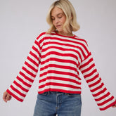 Bell Long Sleeve Tee, Red Stripe