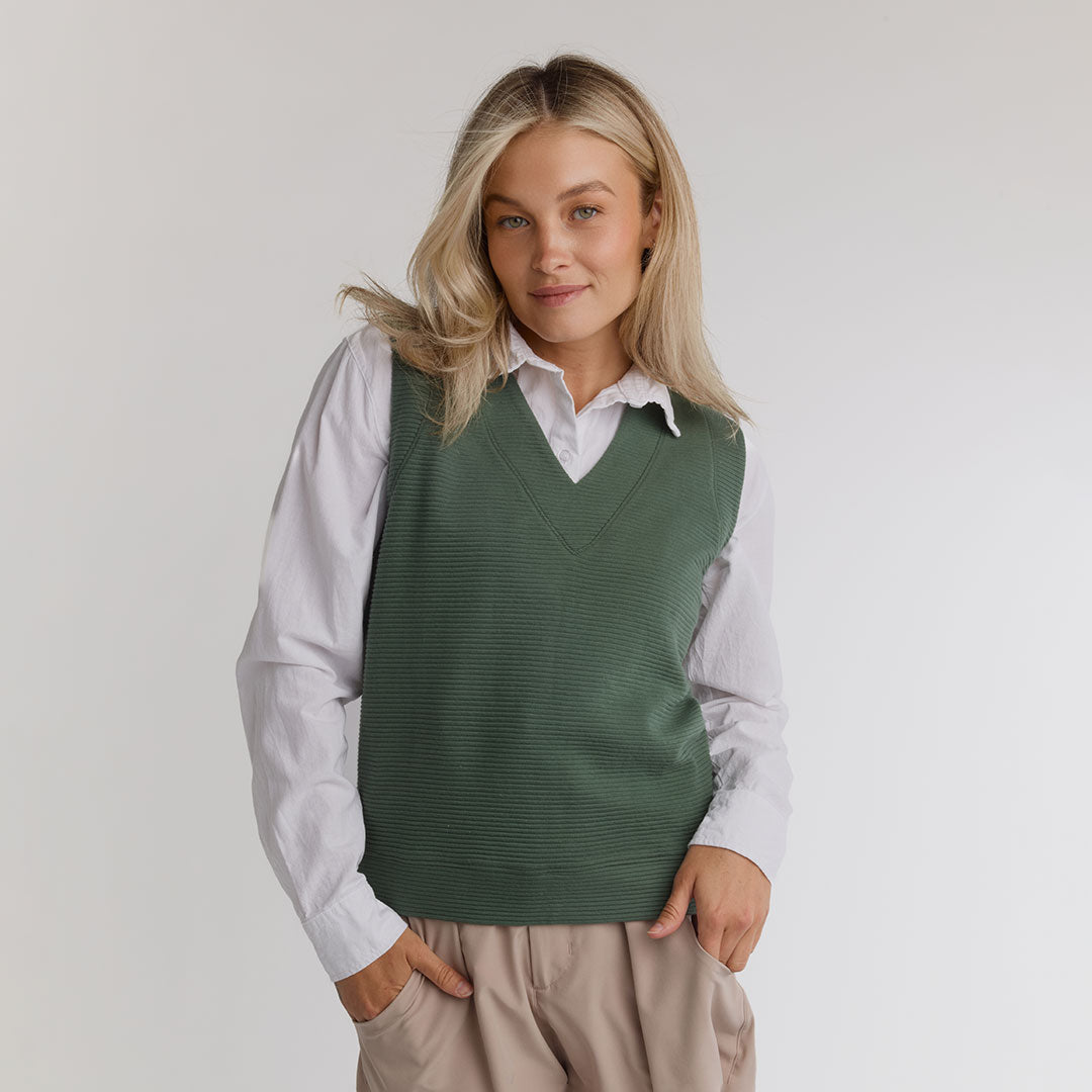 Atlas Ribbed Vest, Green