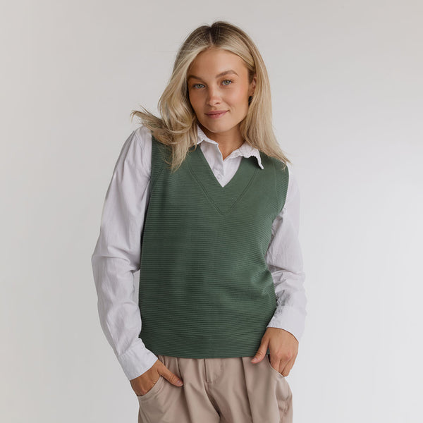 Atlas Ribbed Vest, Green - Albion Fit