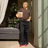 Boss Tee, Black/Brown Polka Dot