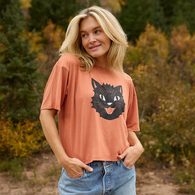 Perfect Oversized Bamboo Tee, Spooky Kitty