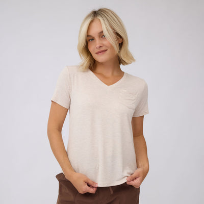 Basic V Neck Tee, Oatmeal