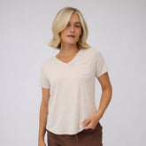 Basic V Neck Tee, Oatmeal