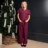 City Jumpsuit, Burgundy Gingham