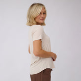 Basic V Neck Tee, Oatmeal