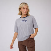 BYU Perfect Oversized Tee, Navy Stripe - BYU