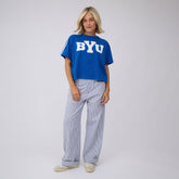 BYU Track Stripe Tee, Royal - BYU