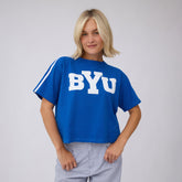 BYU Track Stripe Tee, Royal - BYU
