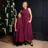 Mini Vienna Bubble Dress, Burgundy Gingham