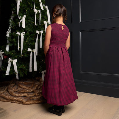 Mini Vienna Bubble Dress, Burgundy Gingham