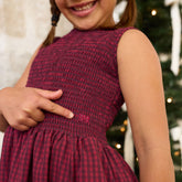 Mini Vienna Bubble Dress, Burgundy Gingham