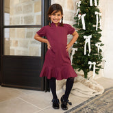 Mini Clara Dress, Burgundy Gingham