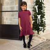 Mini Clara Dress, Burgundy Gingham