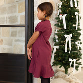 Mini Clara Dress, Burgundy Gingham