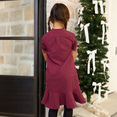 Mini Clara Dress, Burgundy Gingham