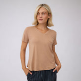Basic V Neck Tee, Coffee